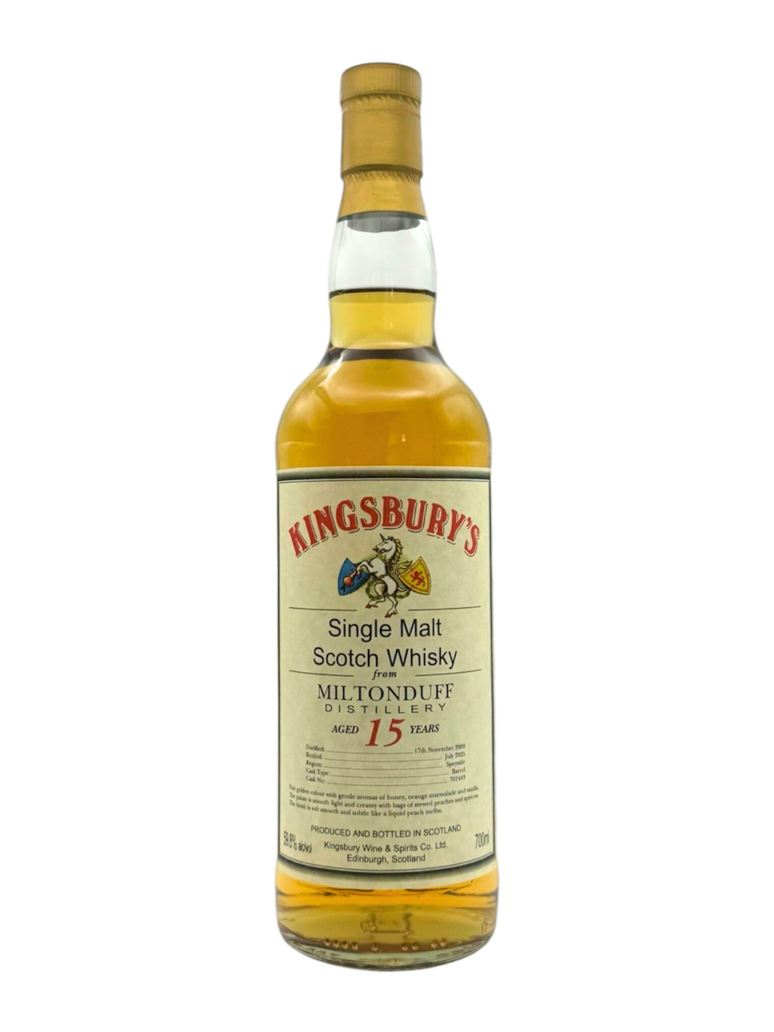 ミルトンダフ 2009 15年 キングスバリー 700ml 59.8%